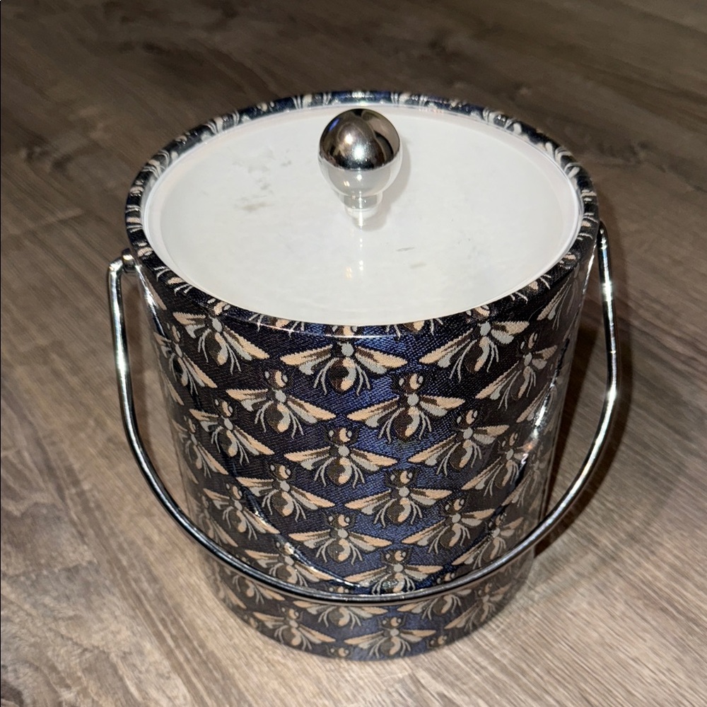 Elegant Blue and Silver Ice Bucket